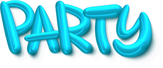 Neon Blue Party Balloon Text