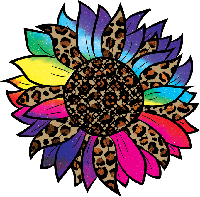 Tie Dye Leopard Sunflower